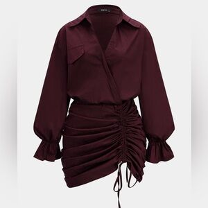 Micas Curve Chic Burgundy Dress